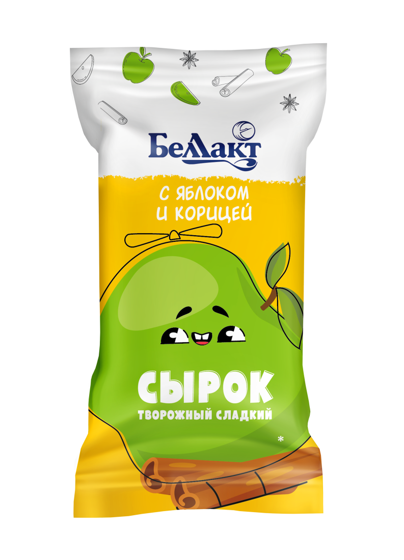 Сырок творожный сладкий с яблоком и корицей